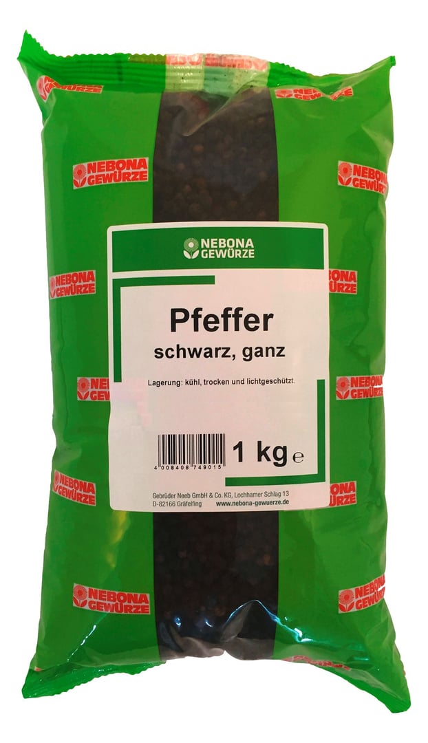Nebona - Pfeffer schwarz ganz - 1,00 kg Beutel