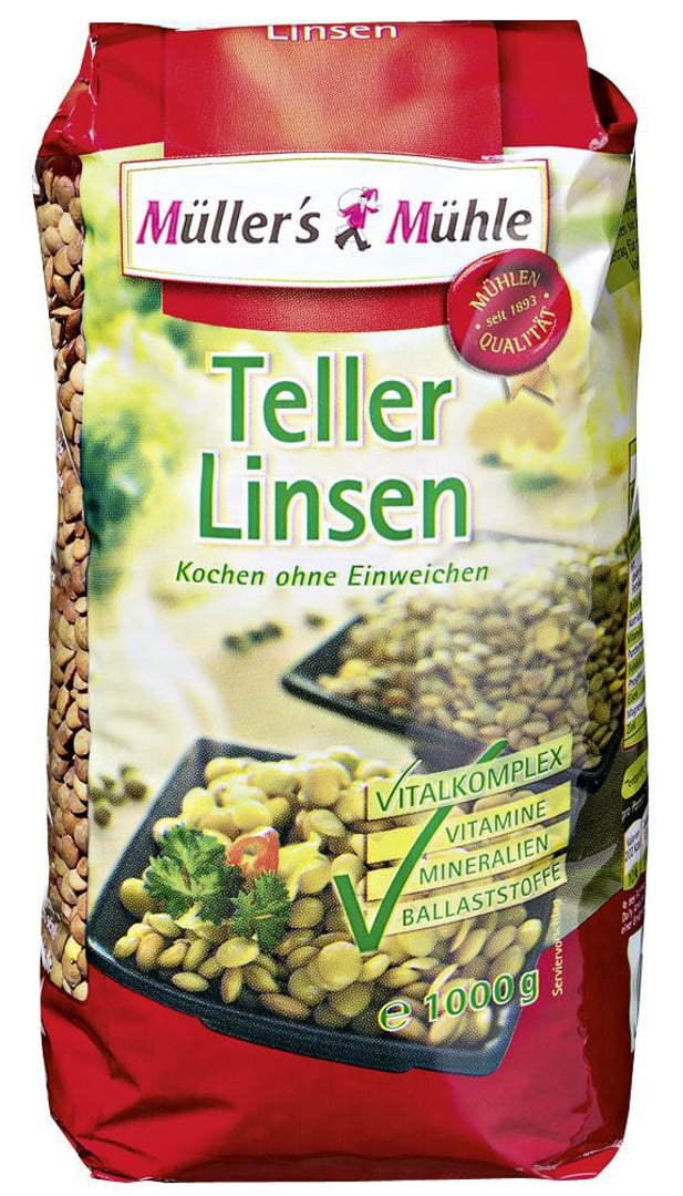 Müller's Mühle Teller Linsen erlesene Qualität 1 kg Beutel