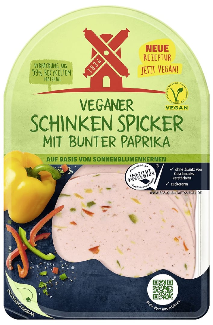 RUEGENWALDER MUEHLE - Rügenwalder Mühle Veganer Schinken Spicker Bunter Paprika gekühlt - 80 g Packung