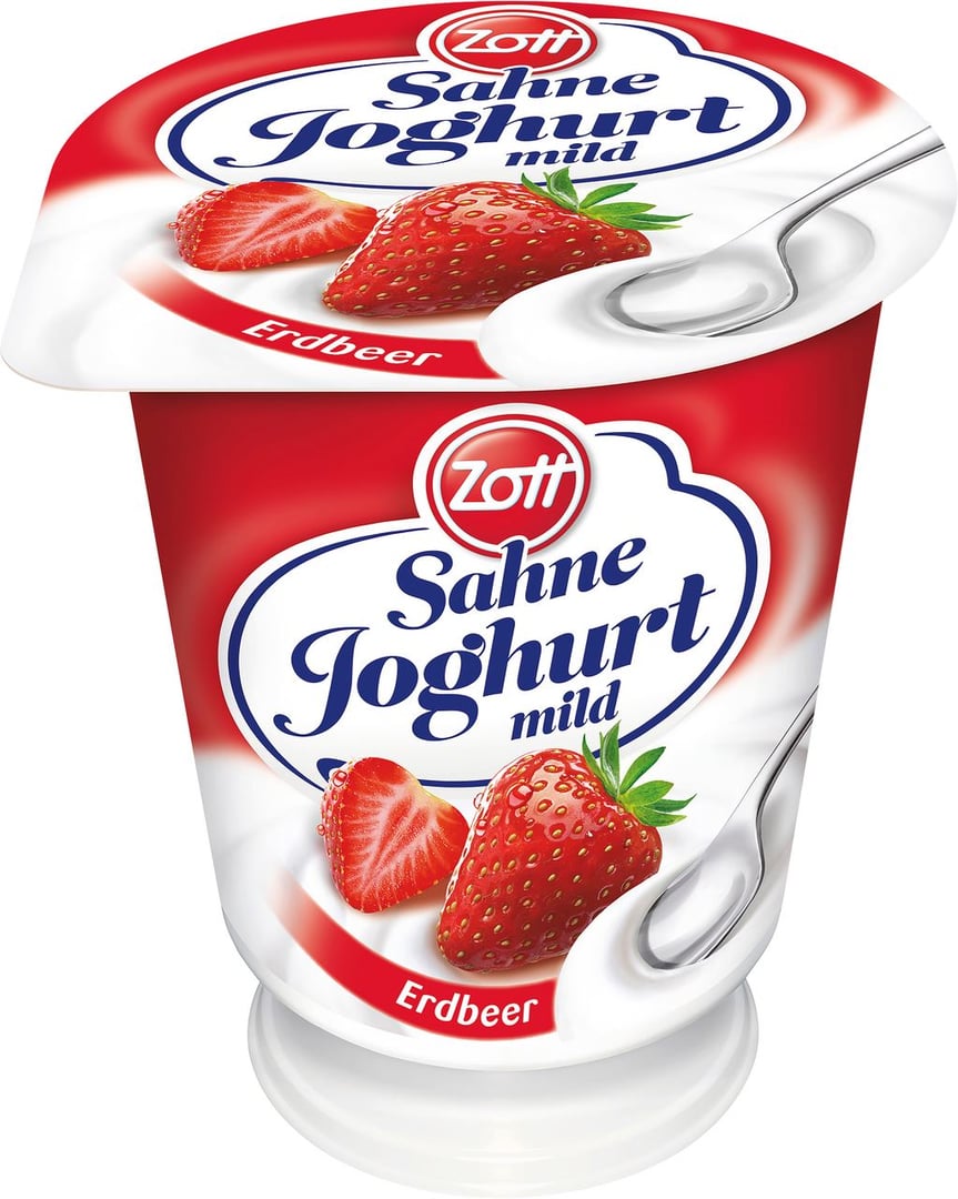 Zott - Sahne Joghurt 10 % Fett im Milchanteil Erdbeere gekühlt - 150 g Becher