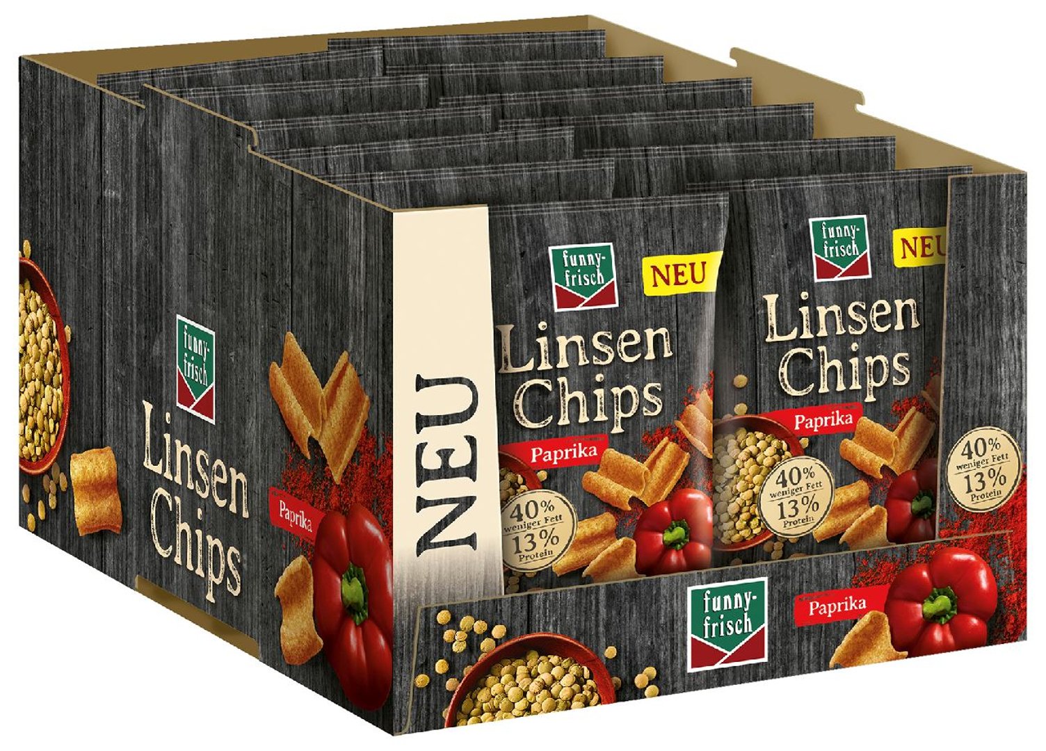 funny-frisch - Linsen Chips Paprika - 1 x 90 g Beutel