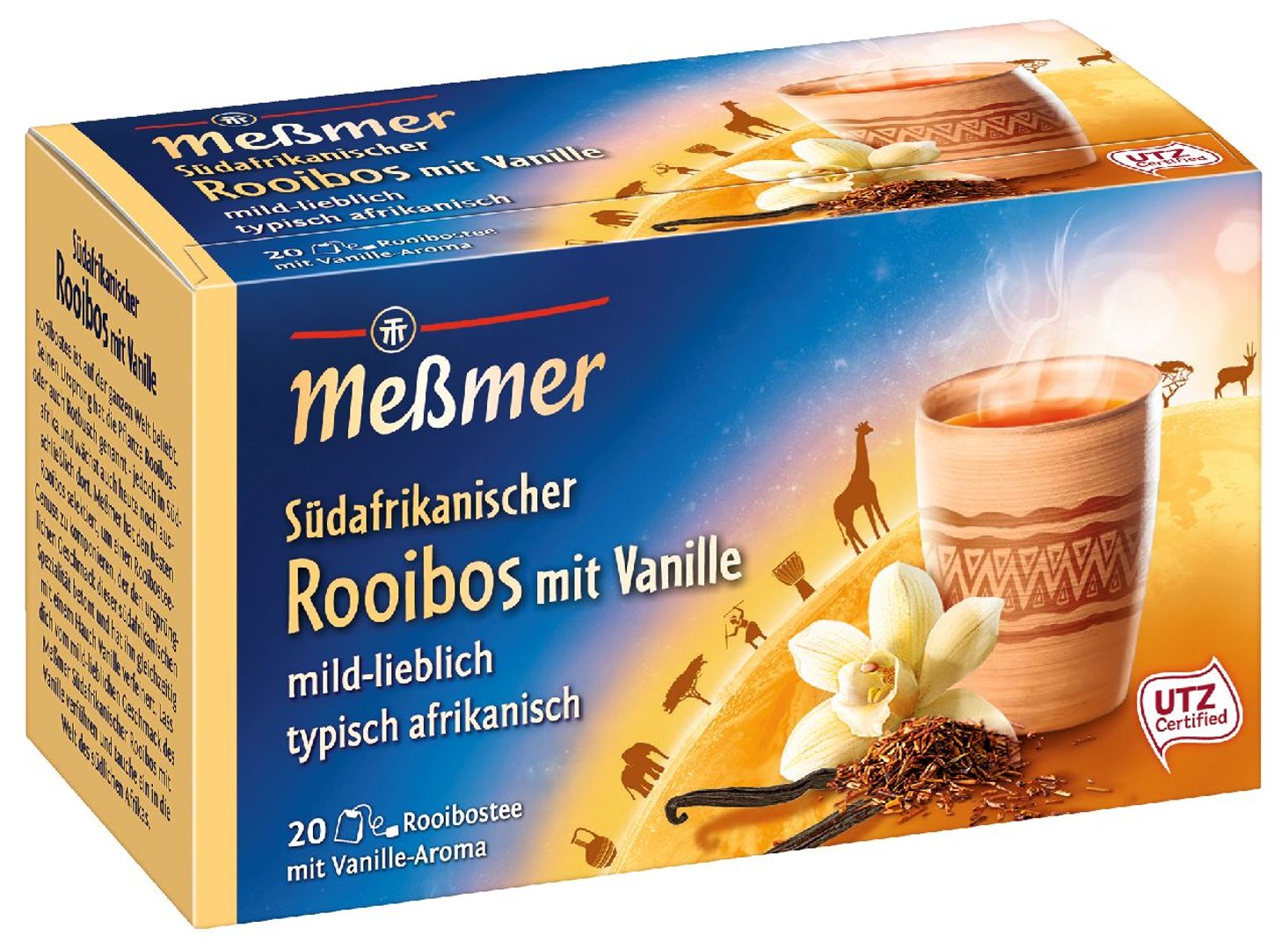 MEßMER - Ländertee Südafrikanischer Rooibos mit Vanille 20 Beutel - 35 g Faltschachtel