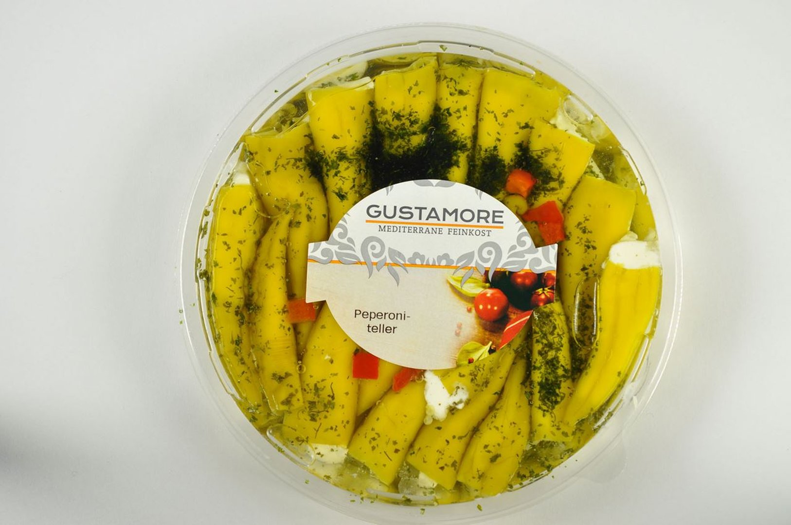 Gustamore - Peperoniteller Milde grüne Peperoni mit Frischkäse gefüllt 300 g