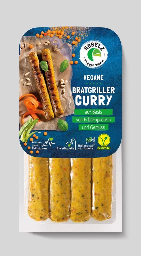 Hobelz Veggie - Vegane Bratgriller Curry gekühlt 4 Stück - 250 g Stück