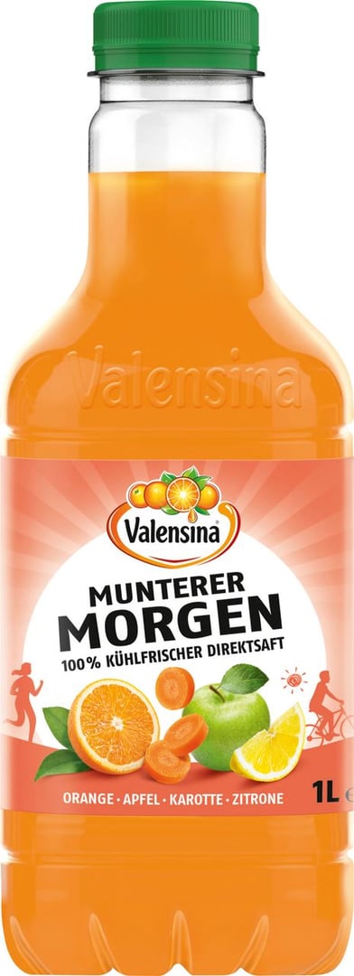 Valensina - Kühlfrisch Orange-Apfel-Karotte - 1 l Flasche