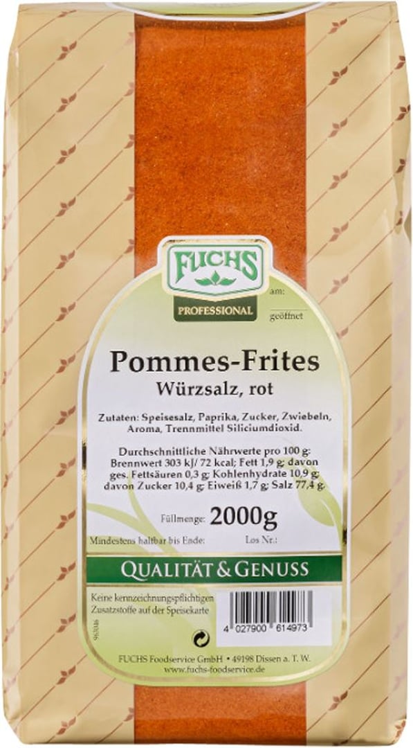 FUCHS - Pommes Frites Würzsalz Rot - 1 x 2 kg Beutel