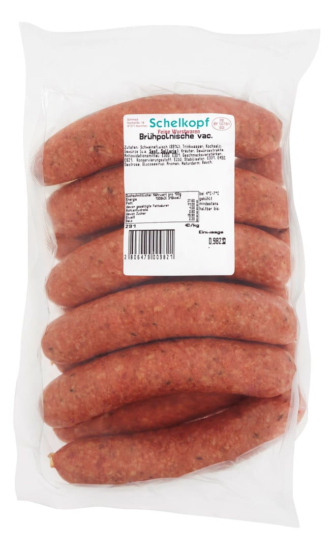 Schelkopf - Brühpolnische gekühlt 9 Stück à ca. 100 g - 1 x ca. 900 g