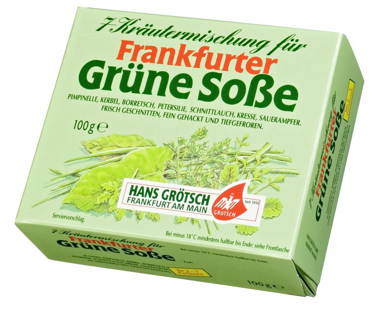 Grötsch - 7 Kräutermischung für Frankfurter grüne Soße, tiefgefroren - 100 g Packung