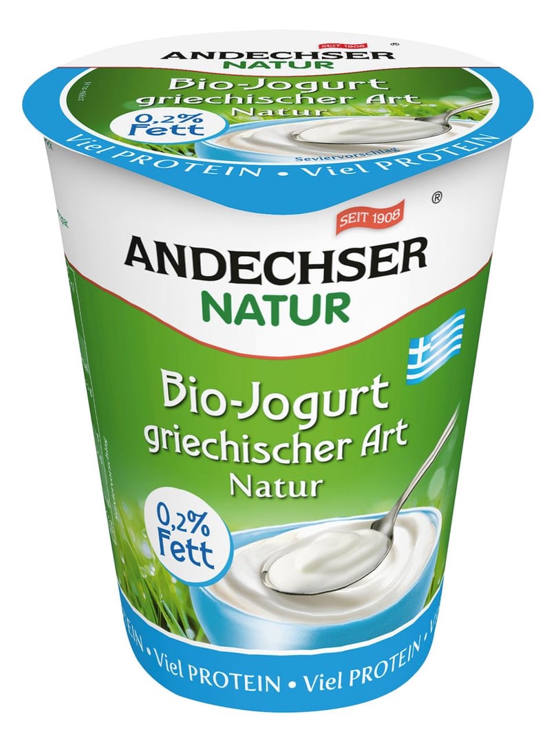 Andechser Natur - Bio-Joghurt griechischer Art Natur 0,2 % Fett - 1 x 400 g Becher