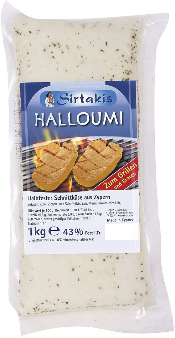 Sirtakis - Halloumi halbfester Schnittkäse aus Zypern, 43 % Fett i. Tr. 5 x 1 kg