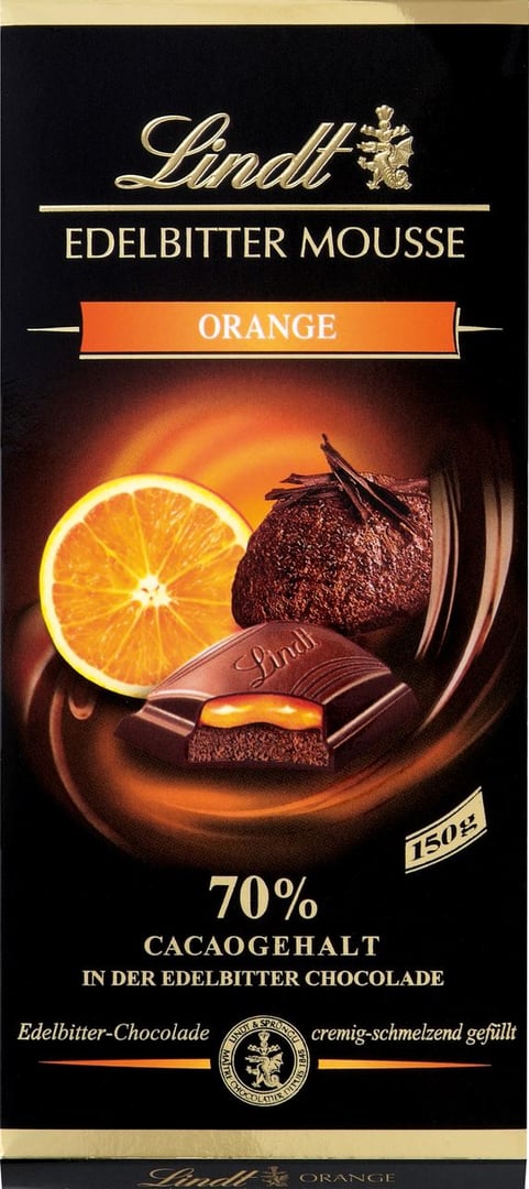 Lindt - Edelbitter Mousse Orange - 150 g Tafel