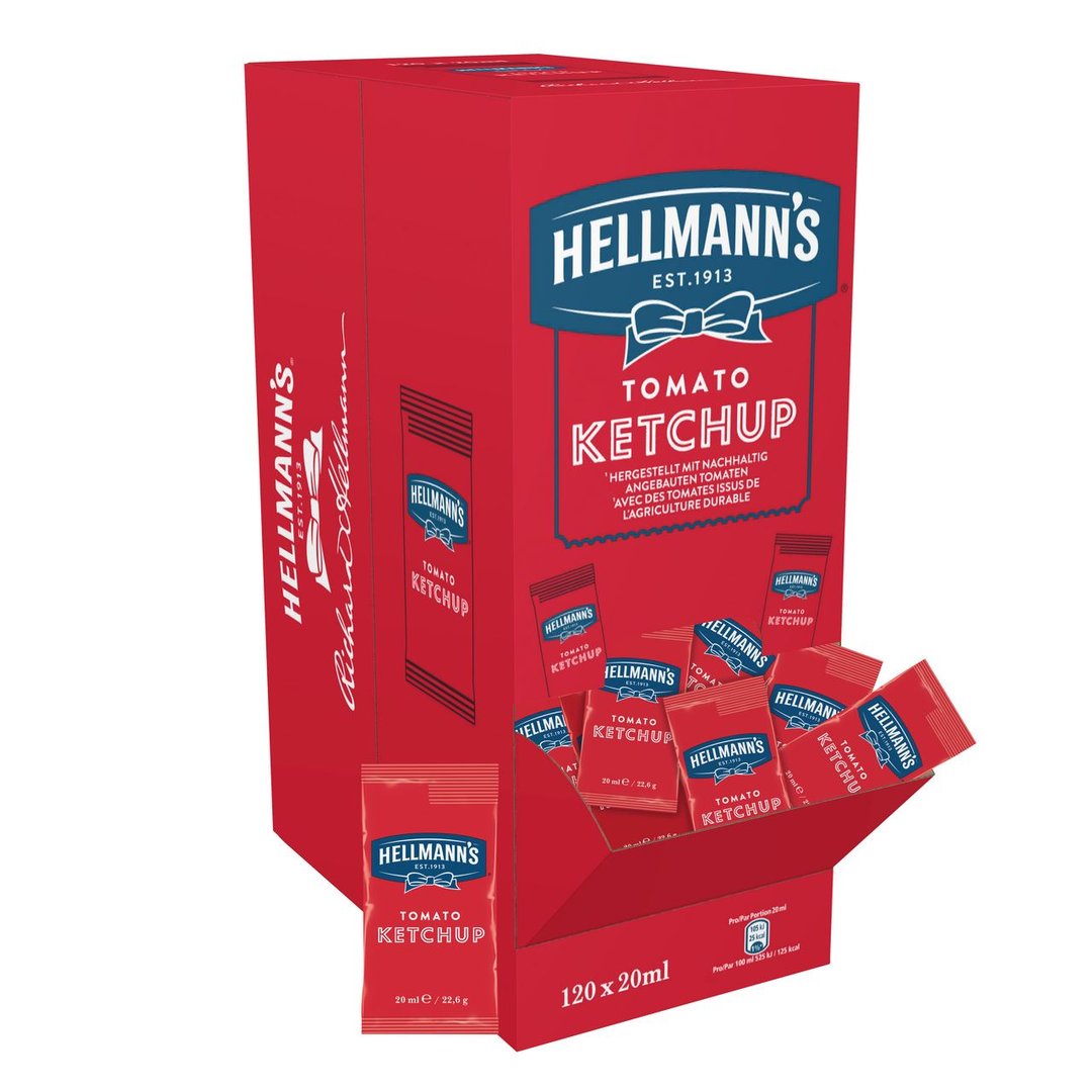 Hellmann's Tomato Ketchup, 120 Portionsbeutel à 20 ml Beutel - 2,72 kg Karton