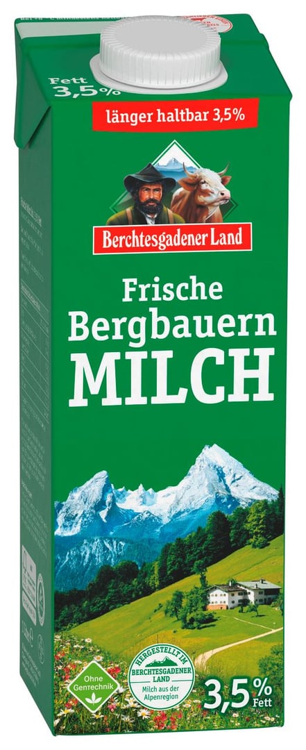 Berchtesgadener Land - frische Bergbauern Milch 3,5 % Fett 1 l Packung