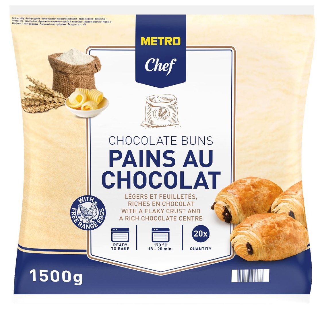 METRO Chef - Pain au Chocolat 20 Stück à 75 g tiefgefroren - 1,5 kg Packung