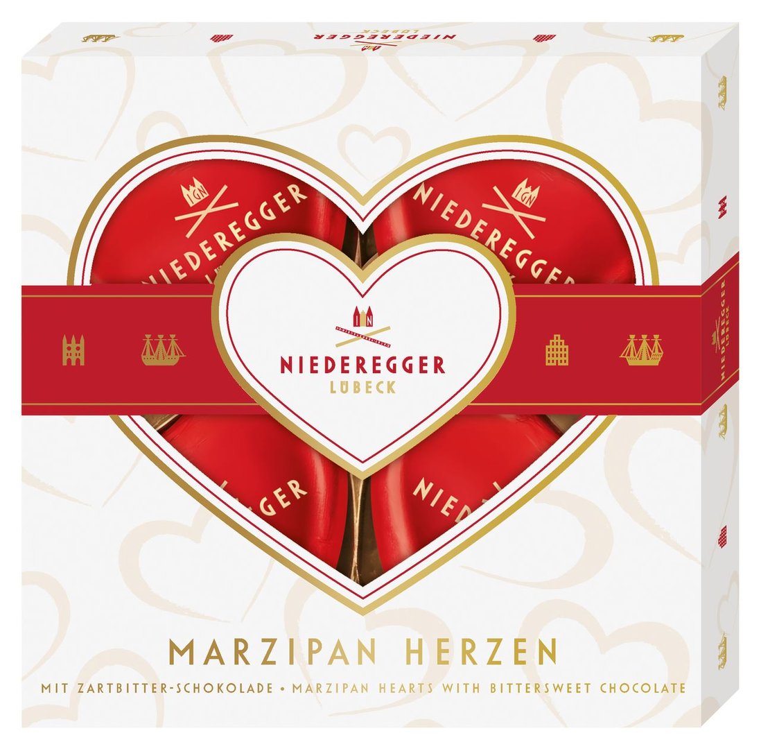 Niederegger - Marzipan Herzen 4er - 50 g Schachtel