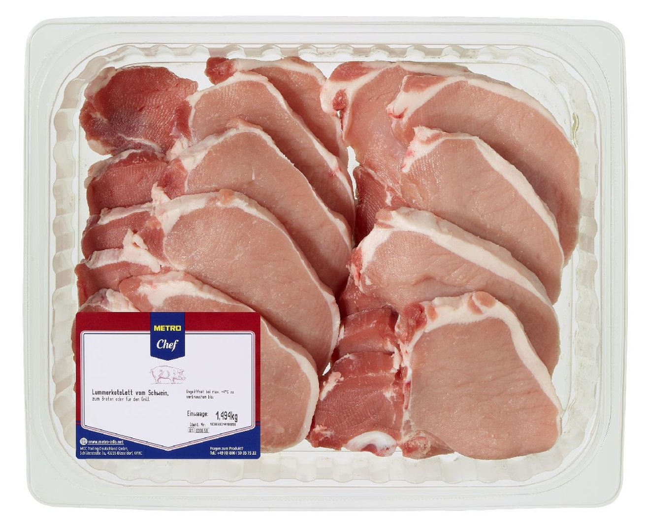 METRO Chef - QS Schweine-Lummerkotelett gekühlt ca. 1,5 kg, ca. 8 - 10 Stück