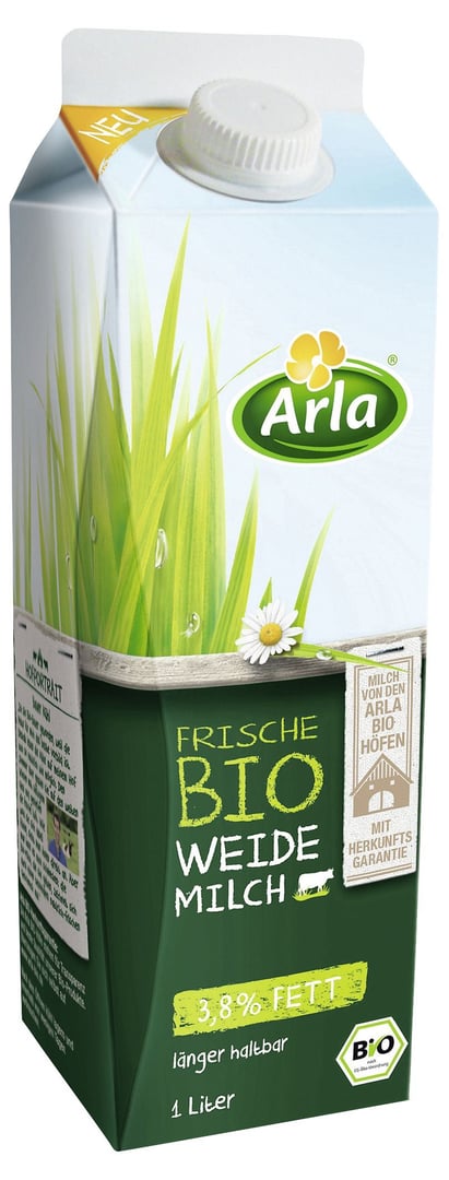Arla - Frische Bio-Weidenmilch 3,8 % Fett - 1 l Packung