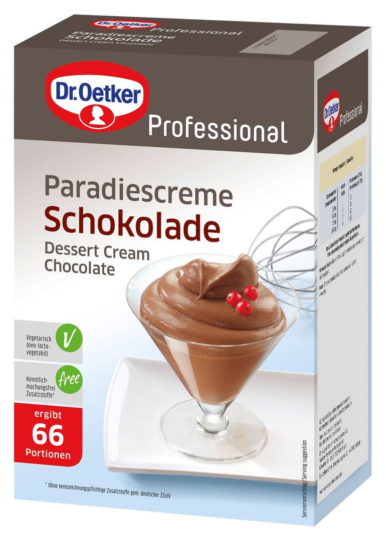 Dr. Oetker Professional - Paradiescreme Schokolade 66 Portionen - 1 kg Packung