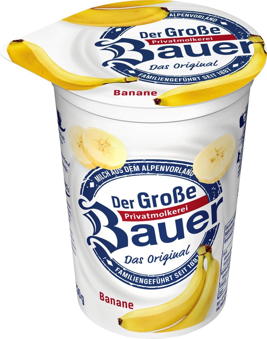 Bauer - Fruchtjoghurt, 3,5 % Fett, Banane gekühlt - 250 g Becher