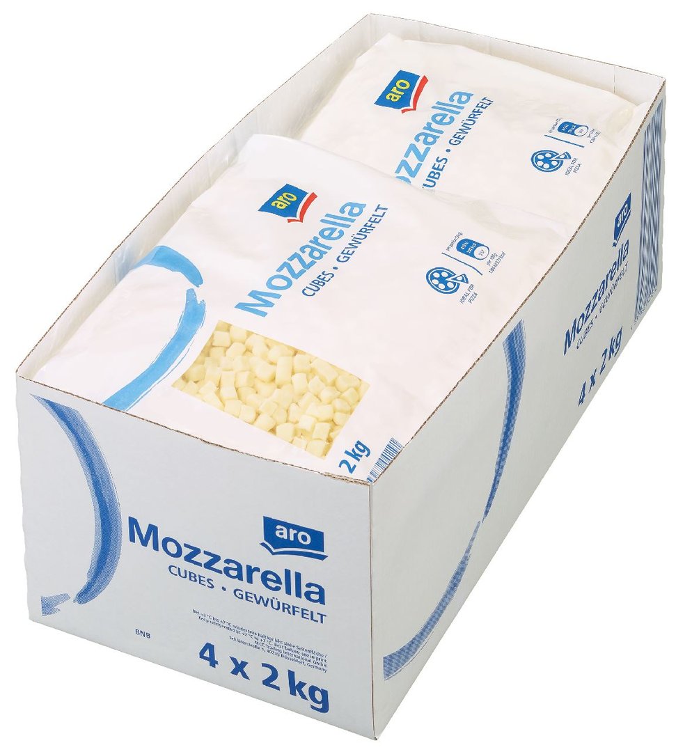 aro - Mozzarella gewürfelt 45 % Fett i. Tr. - 2 kg Beutel
