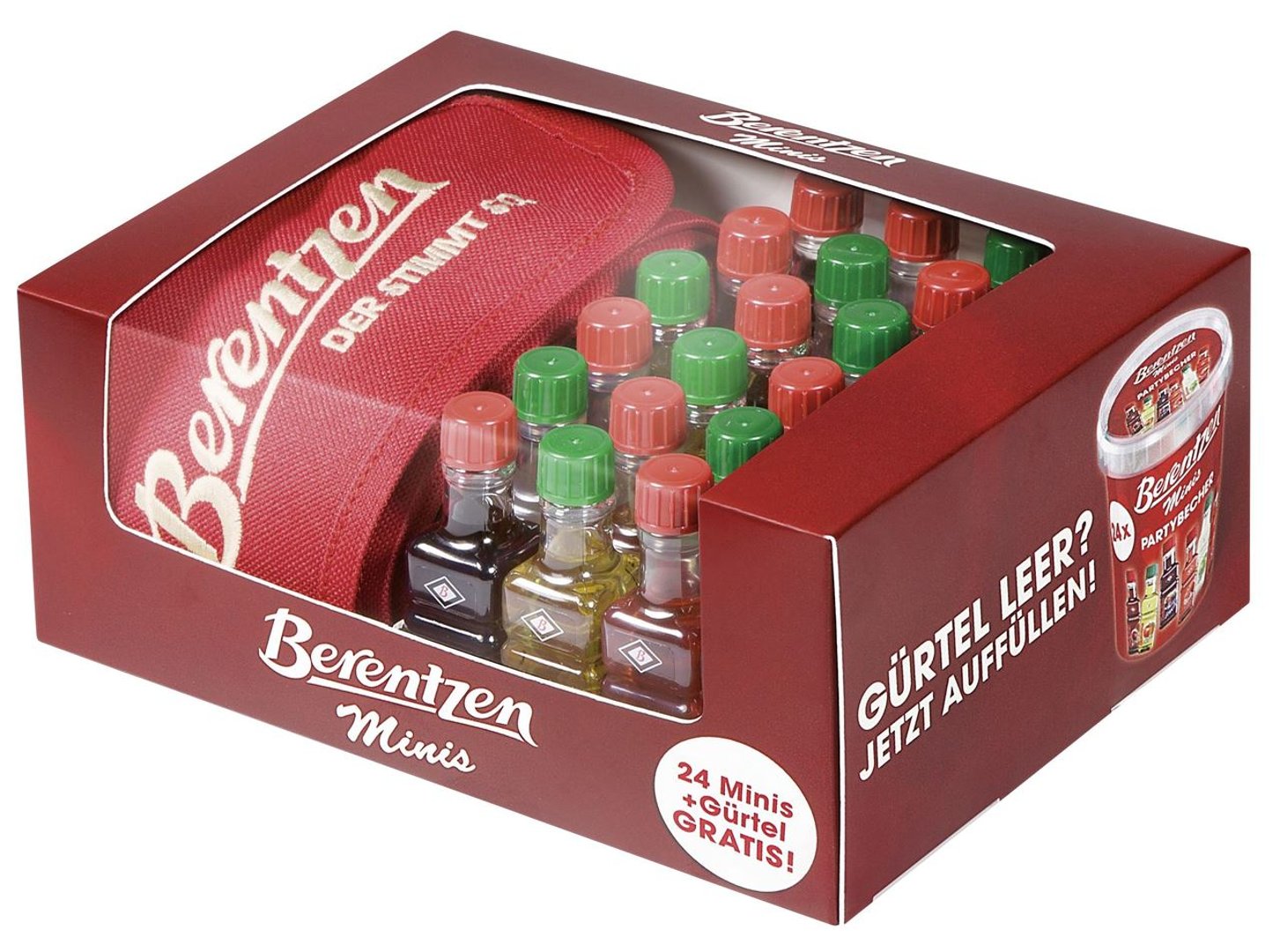 Berentzen - Fruchtlikör Minis sortiert im Gürtel 16,5 % Vol. 24 Flaschen à 20 ml - 480 ml Schachtel