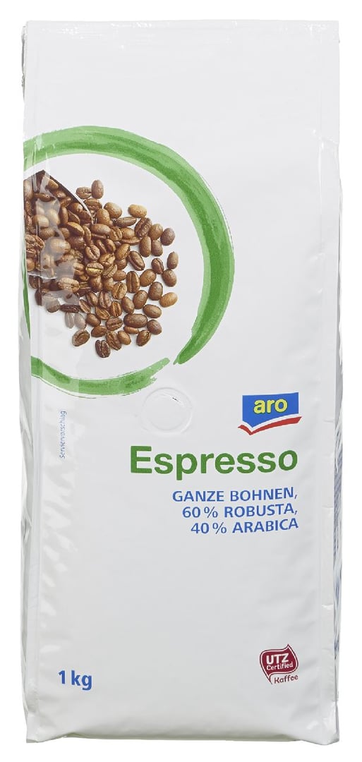 aro Espresso Bohnen - 1 x 1 kg Beutel