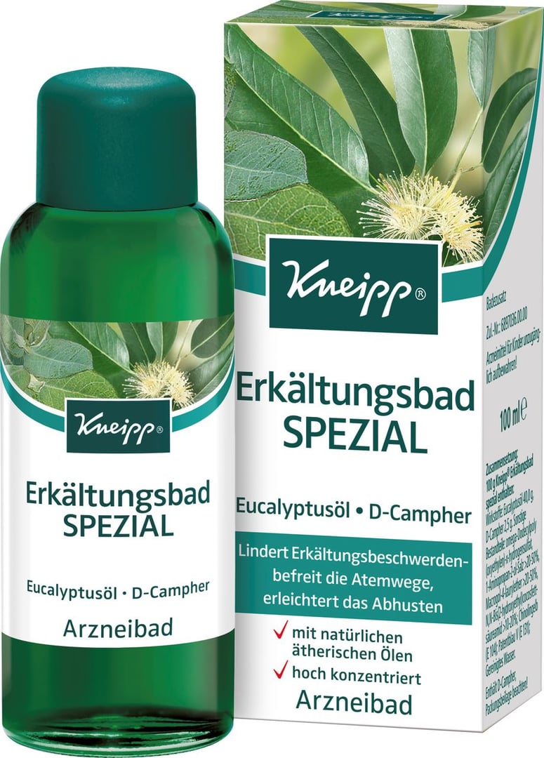 Kneipp Erkältungsbad Spezial, Eucalyptusöl & D-Campher - 100 ml Faltschachtel
