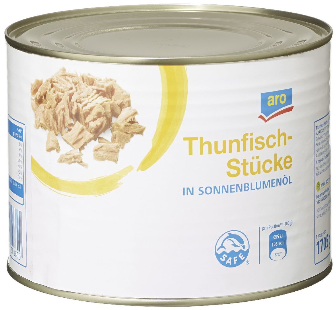 aro - Thunfisch-Stücke in Sonnenblumenöl - 1,705 kg Dose