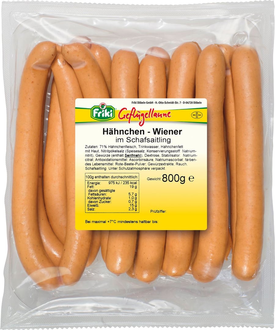 Friki - Hähnchen-Wiener 16 Stück à ca. 50 g gekühlt - 800 g Packung
