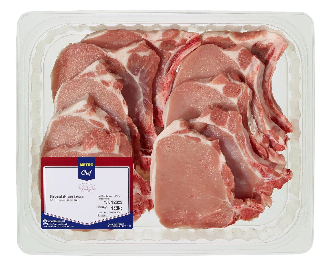 METRO Chef - QS Schweine-Stielkotelett gekühlt ca. 1,5 kg, ca. 8 - 10 Stück