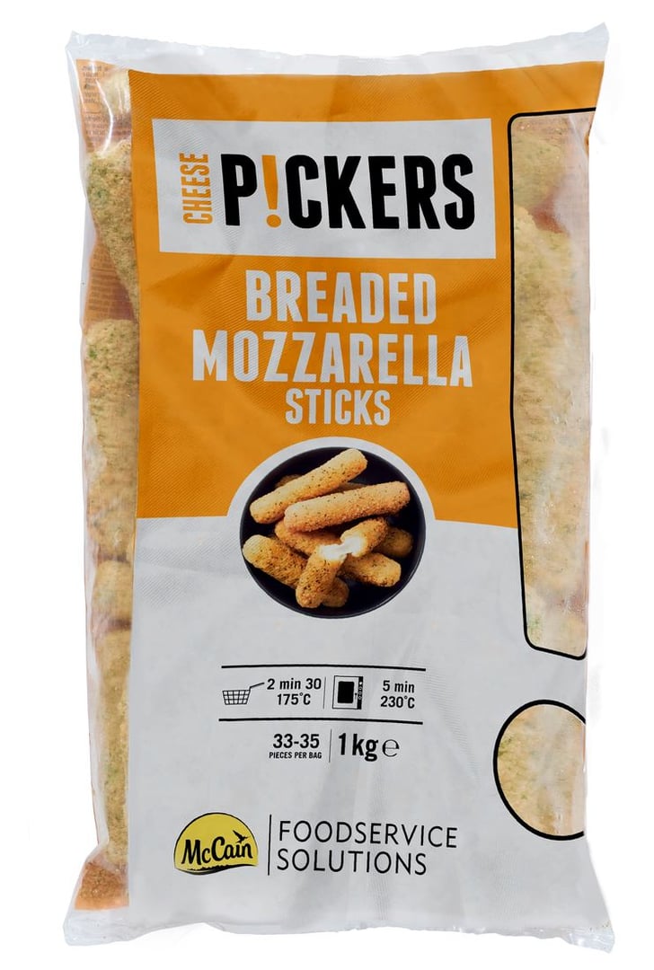 McCain - Breaded Mozzarella-Sticks tiefgefroren vorgebacken 33 - 35 Stück - 1 kg Beutel