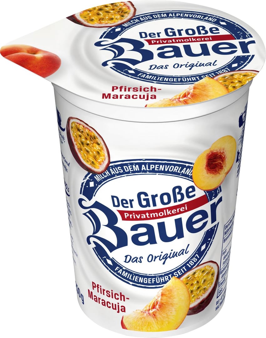 Bauer - Fruchtjoghurt, 3,5 % Fett, gekühlt Pfirsich-Maracuja g 250 - Becher