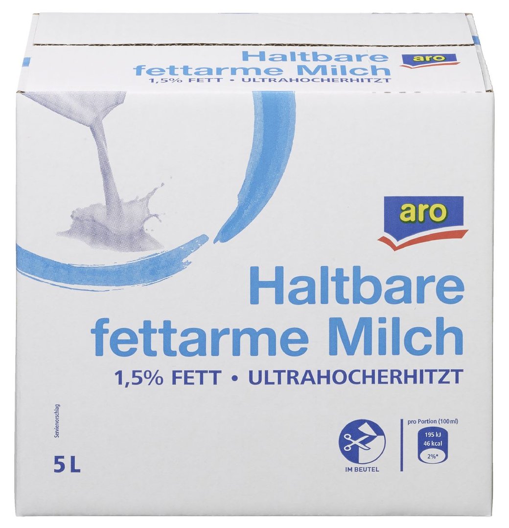 aro - fettarme H-Milch 1,5 % Fett 5 l Karton