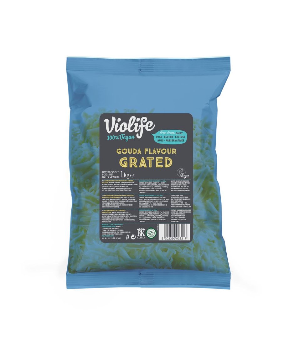Violife - Gouda Geschmack, gerieben, vegan, gekühlt - 1 kg Packung
