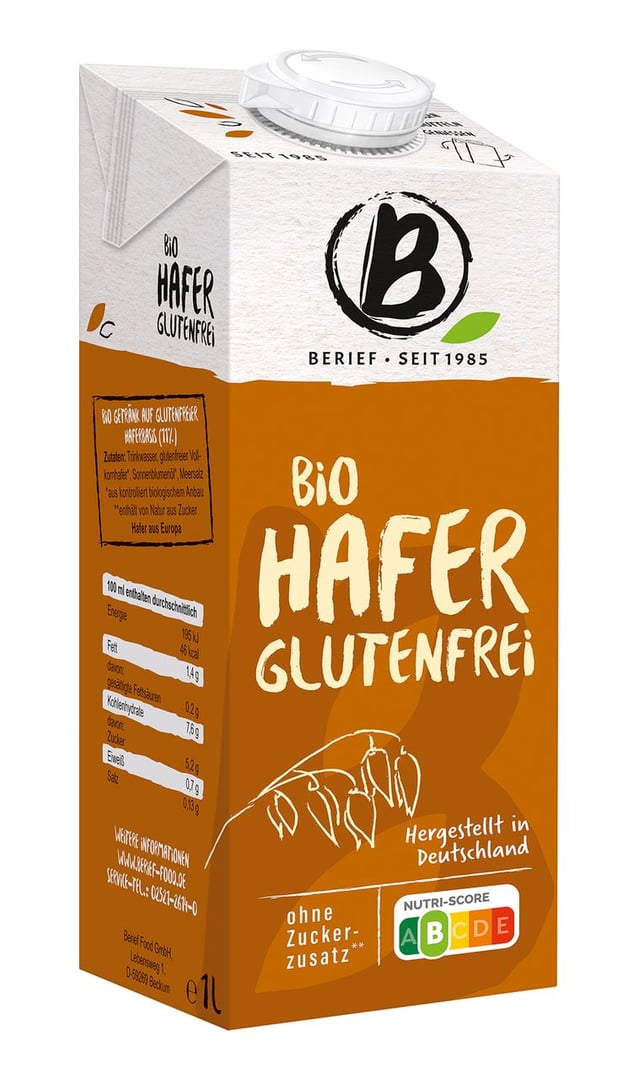 Berief - BIO Hafer Drink Glutenfrei vegan - 1 l Karton
