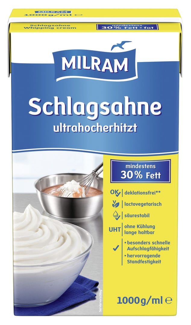 Milram - H-Schlagsahne 30 % Fett - 1 l Faltschachtel
