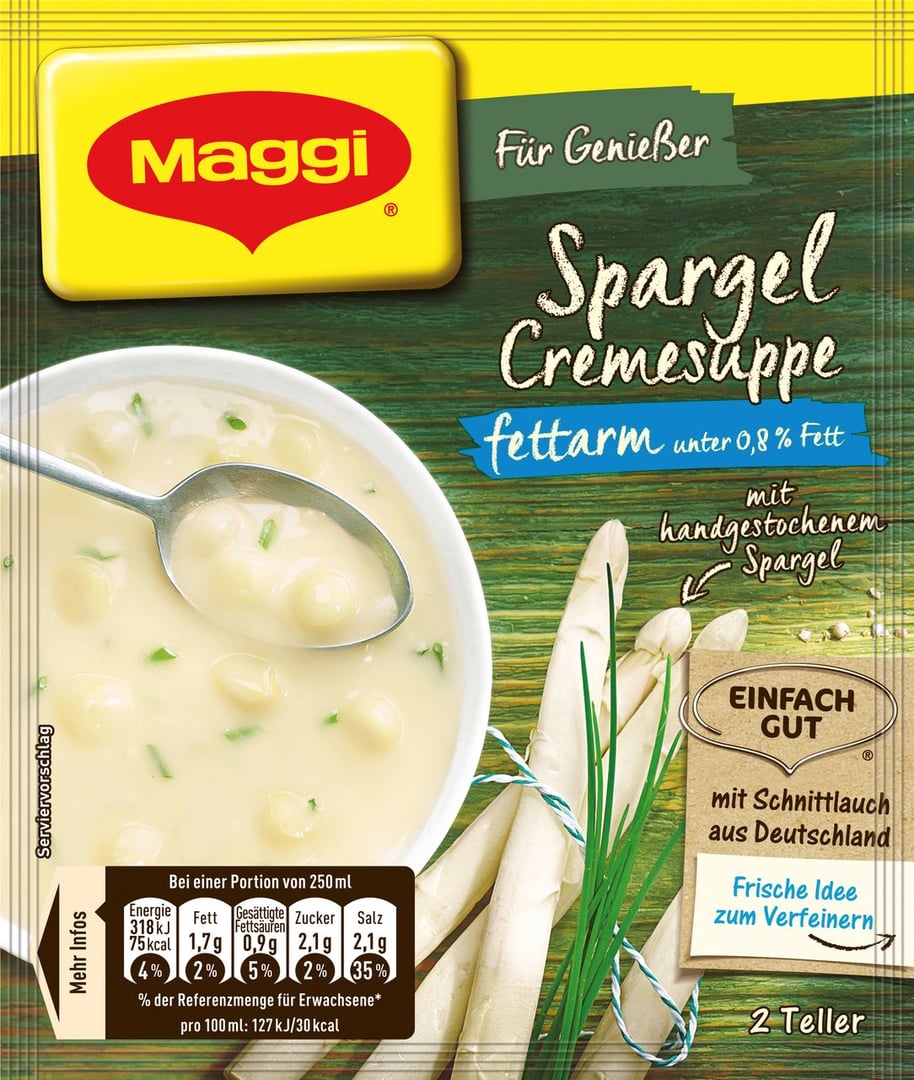 Maggi - Für Genießer Spargelcreme Suppe fettarm - 1 x 41 g Beutel