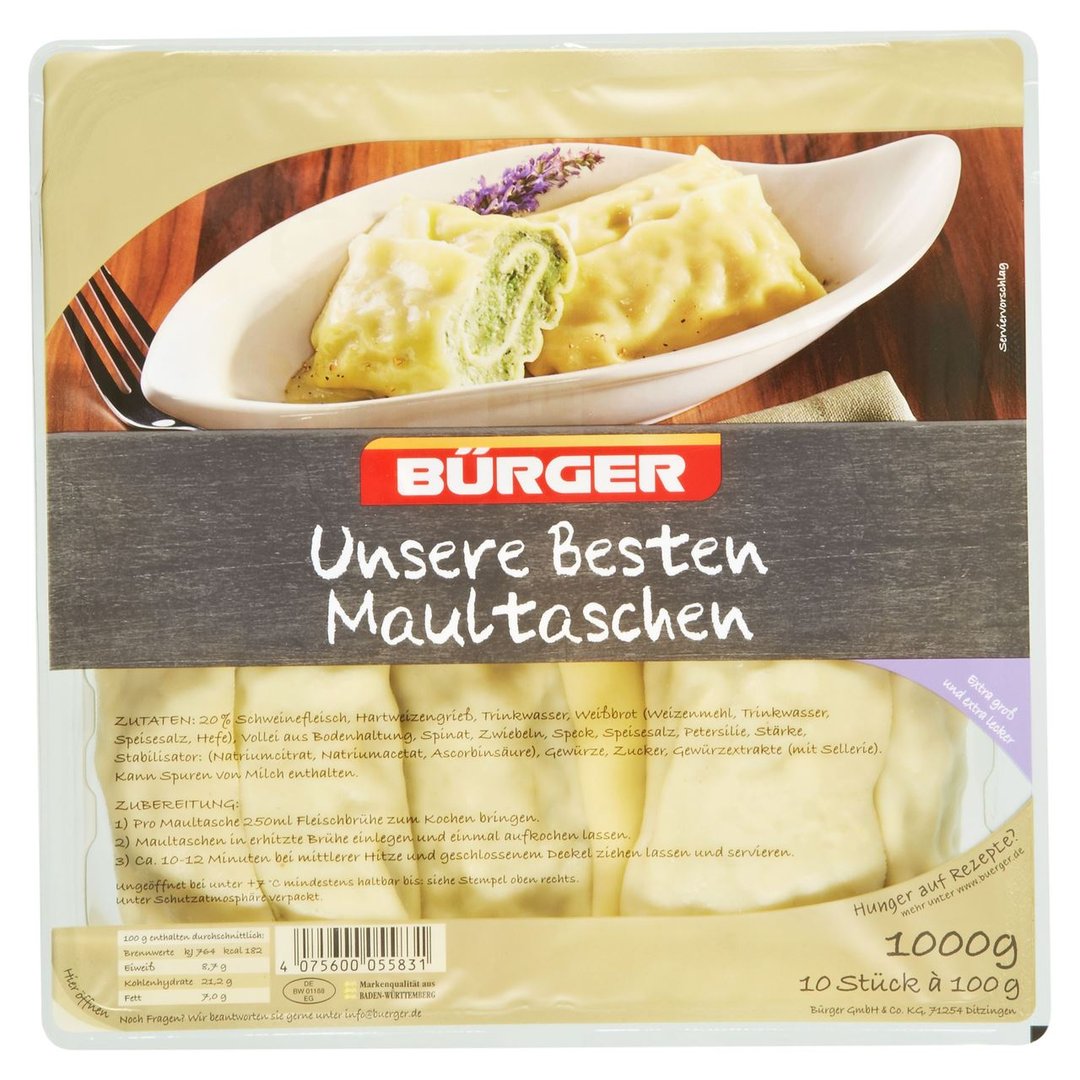 Bürger - Maultaschen Unsere Besten UNSERE BESTEN - 6 x 1,00 kg Packungen
