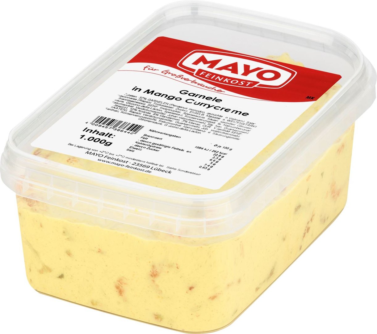 Mayo Feinkost Garnelen in Mango Curry Creme - 1,00 kg Schale