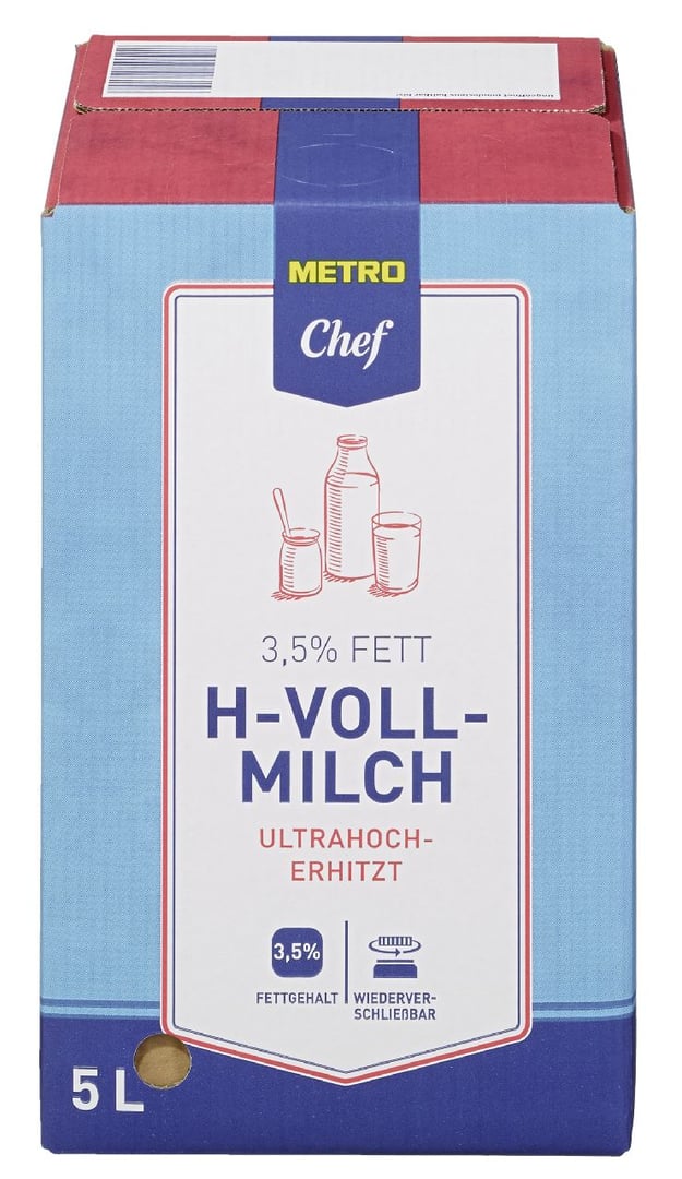 METRO Chef - H-Milch 3,5 % Fett - 5,00 l Packung