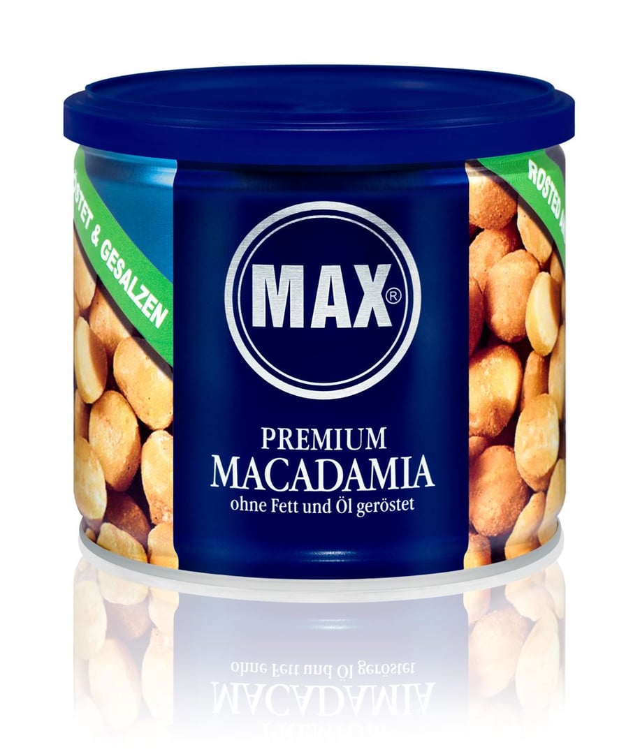 Max - Premium Macadamia ohne Fett und Öl geröstet - 150 g Dose