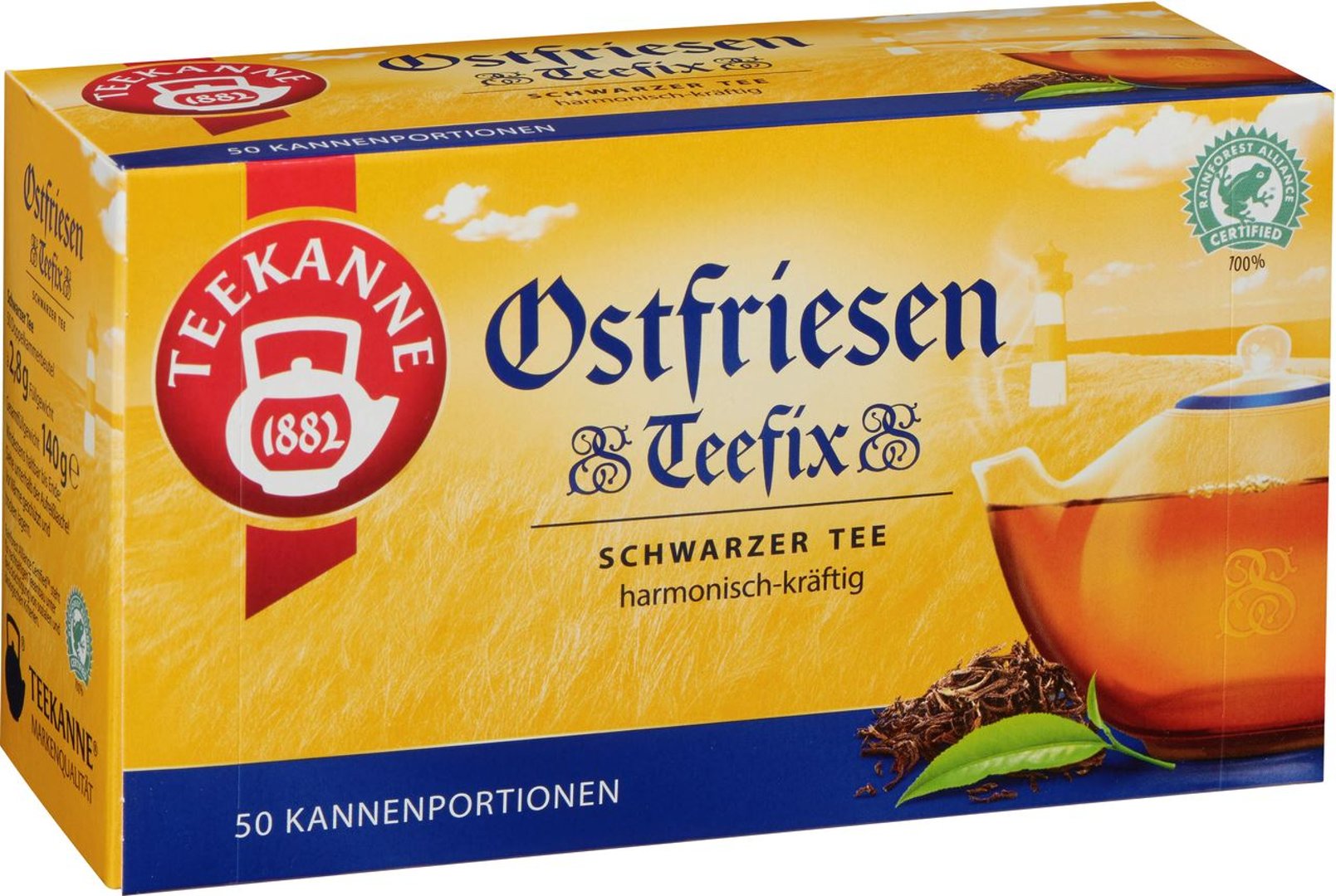 Teekanne - Rainforest Alliance Ostfriesen Teefix Schwarzer Tee Kannenbeutel - 1 x 140 g Faltschachtel