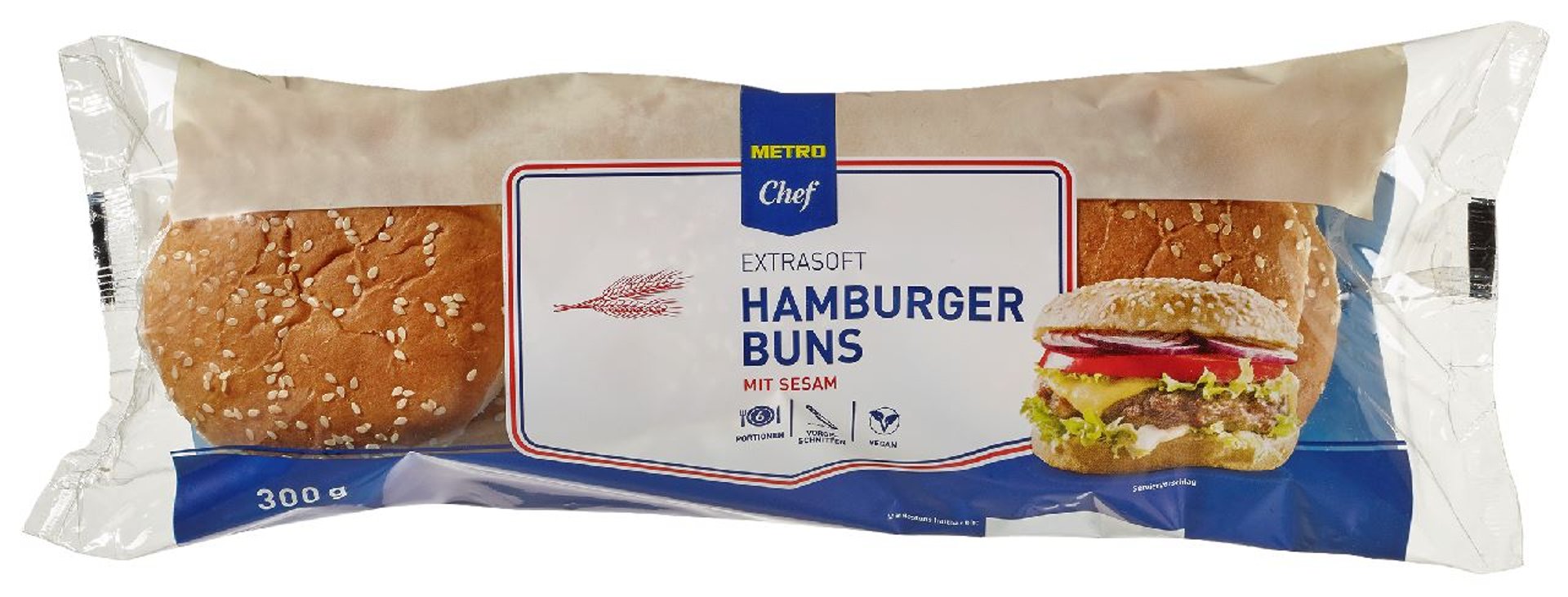METRO Chef - Hamburger Buns Sesam 6 Stück à 50 g - 300 g Packung