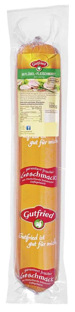 Gutfried - Geflügel Fleischwurst am Stück 1 kg Packung