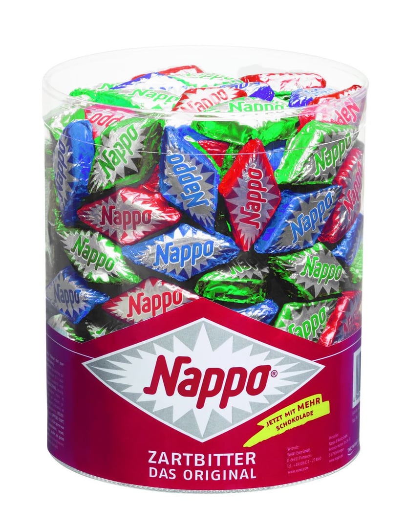Nappo Soft klein 200 Stück á 6,6 g, Vollmilchschokolade mit Nougatfüllung - 1,32 kg Dose