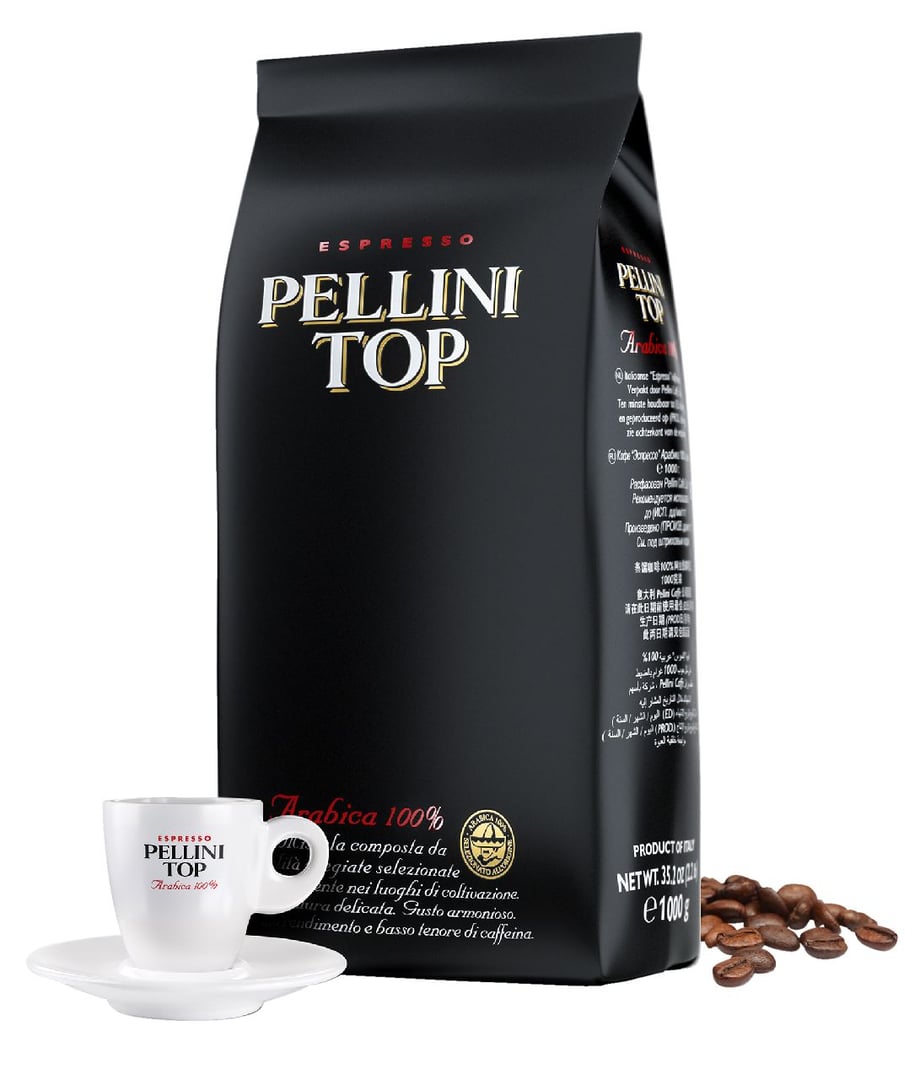 Pellini Caffe Top Arabica 100% Kaffeebohnen - 6 x 1,00 kg Stücke