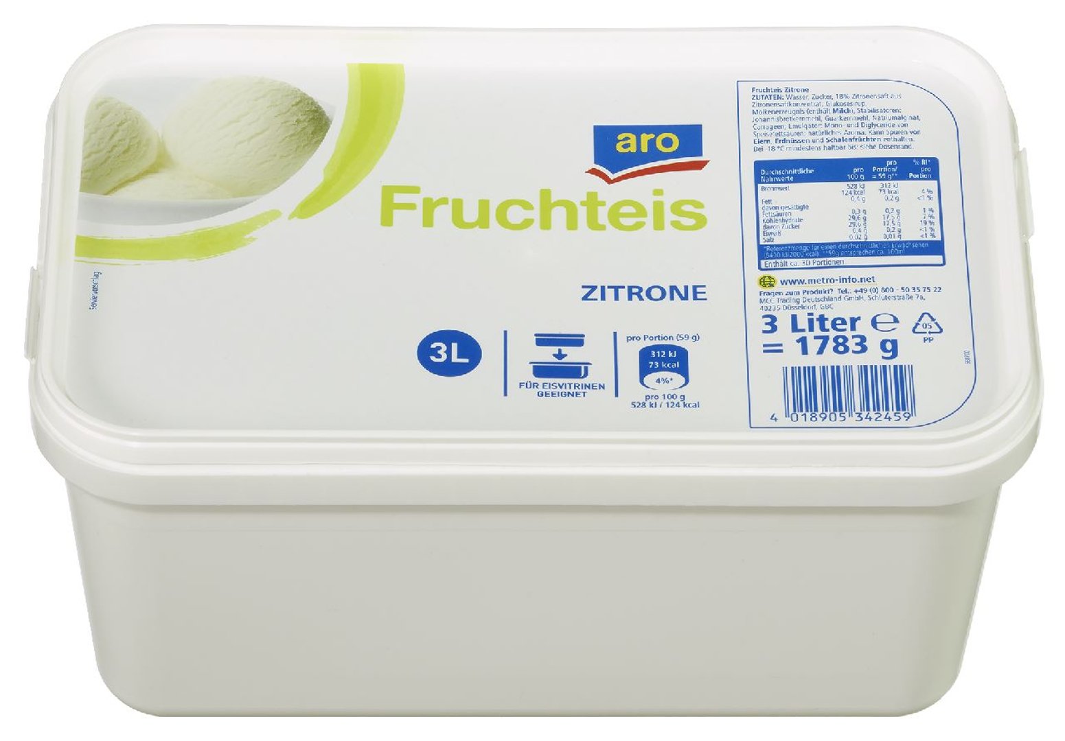 aro - Fruchteis Zitrone - 3 kg Packung