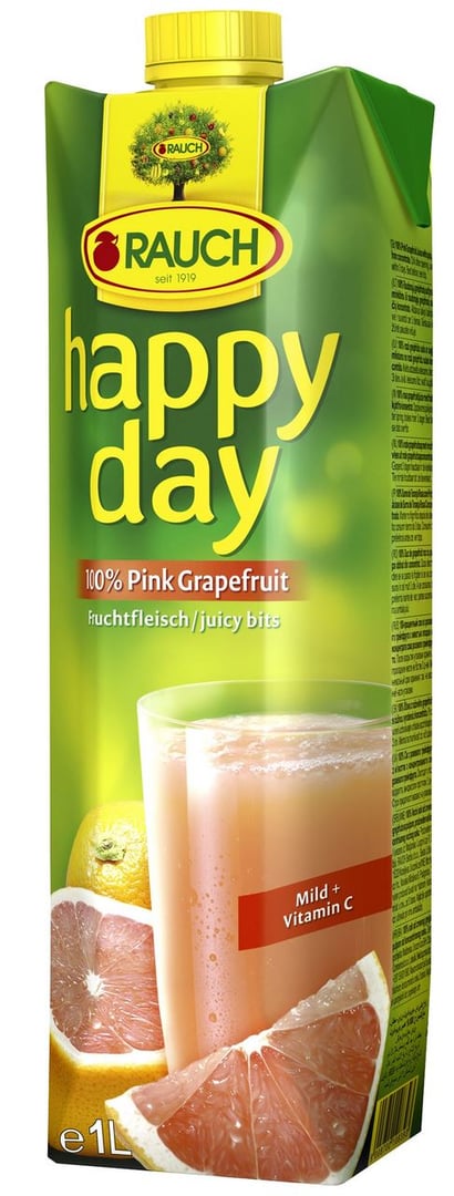 Happy Day - Fruchtsaft Pink Grapefruit 100 % Fruchtgehalt Tetra Pack - 6 x 1 l Packungen