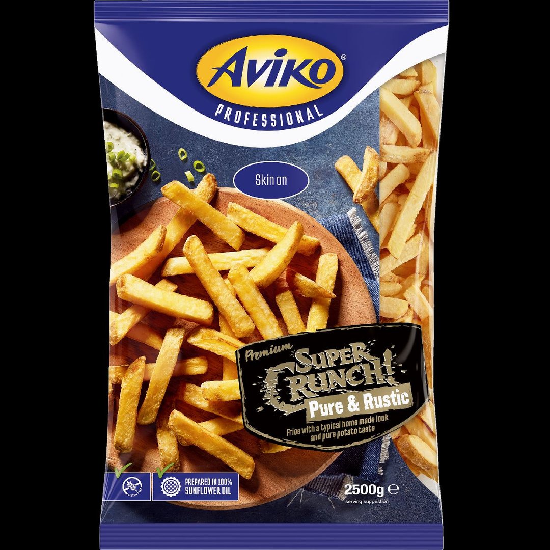 Aviko - Super Crunch Pure & Rustic Pommes frites mit Schale, tiefgefroren - 2,5 kg Beutel