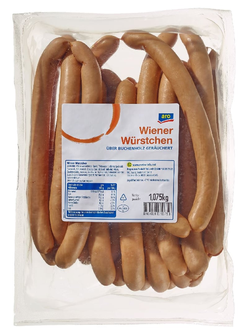 aro - Wiener Würstchen gekühlt, 20 Stück a 50g - ca. - 1 kg Packung